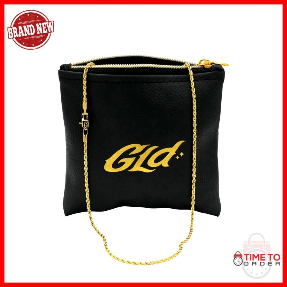 Gold-Plated Rope Chain Necklace with Snatch-Proof Clasp, Travel Pouch